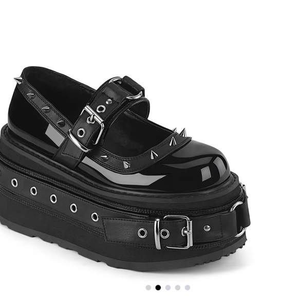 Demonia Shoes - Demonia Black Platform Mary Jane Shoes with Spikes